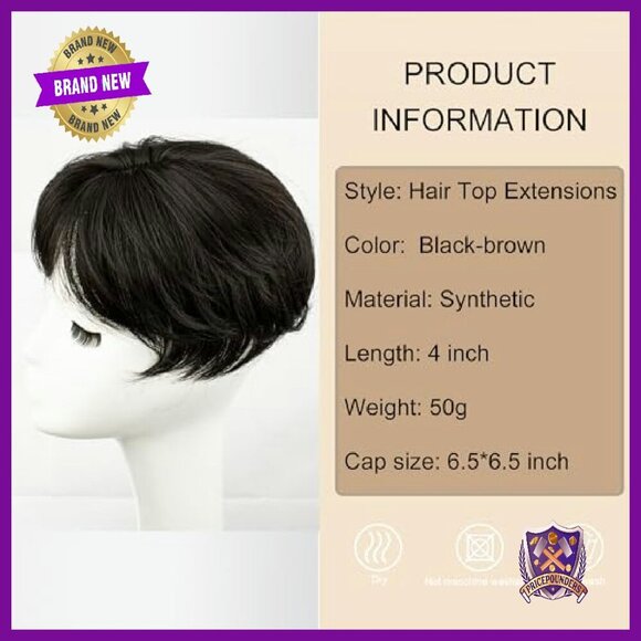 Short Pixie Cut Hair Topper for Thinning Hair with Bangs